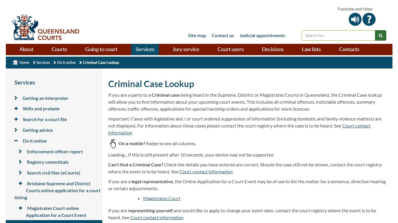 Criminal Case Lookup | Queensland Courts